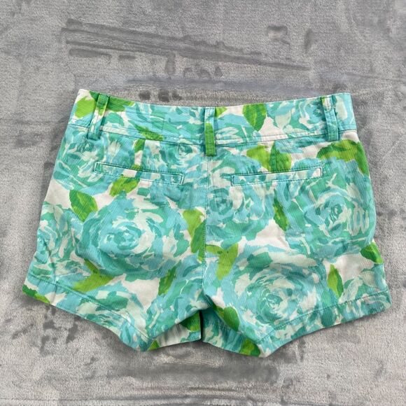 Lilly Pulitzer Shorts 00 Poolside Blue Rose Floral First Impression Callahan - Picture 3 of 15